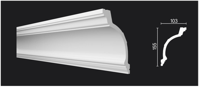 Потолочный плинтус DECOR-DIZAYN DD521, из дюрополимера, под покраску, ударопрочный, 2 метра