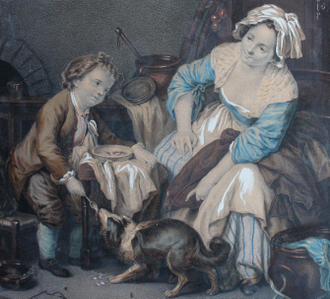 "Избалованный ребенок" гравюра, акварель, белила Jean Baptiste Greuze / Ange Louis Guillaume Lesourd-Beauregard 1840-е годы