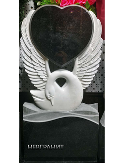 Памятник гранитный с лебеде по акции № А18