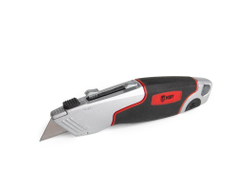 Нож строительный монтажный НСМ-14 серия ПРОФИ с двухсторонним трапециевидным лезвием