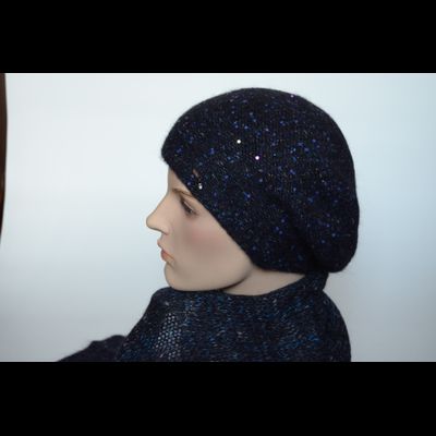 Синий меланжевый берет с пайетками Vizio Италия 6926 ( 8023)