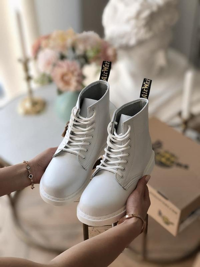 Dr martens white mono boots shop