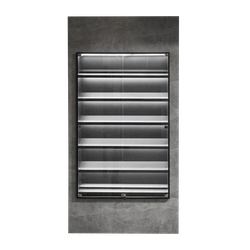 Пристенная витрина для магазинов с каркасом из ЛДСП и стеклянными дверями