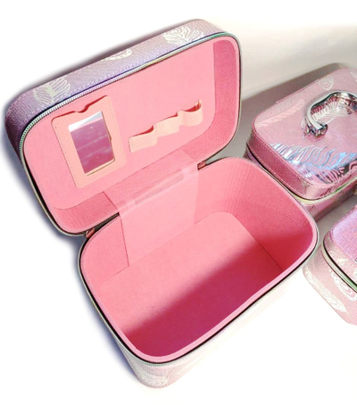 Набор Шкатулок для хранения косметики, 3шт, Цвет Розовый, Голубой, Серебро