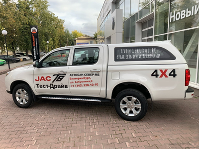Кунг Sk4 на пикап JAC T6, заводская покраска в белый цвет, остекление 4 стекла, ручка ГАЗ