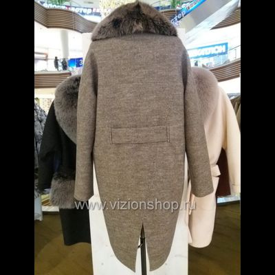 Пальто женское с меховым воротником Арти мода Arti moda 121 бежевое
