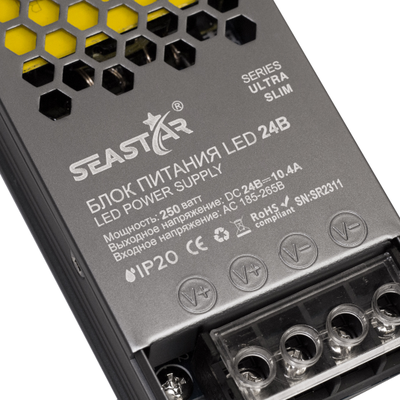 Блок питания 250W 24V IP20 Ultra Slim (24V/10,4A/250W) (SEASTAR/IP20 сетка/2 года)