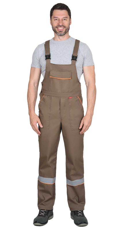 Костюм СИРИУС-МАСТЕР летний: куртка, полукомбинезон, кофейный с тёмно-коричневой отделкой