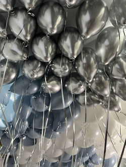 Шары серебристый, белый, ретро голубой 100 шт под потолок