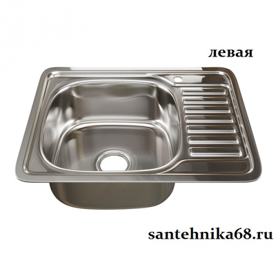 Мойка для кухни нерж врезная прямоугольная MIXLINE 48х58 0,8мм правая левая выпуск 3 1/2 с сифоном глубина 18см