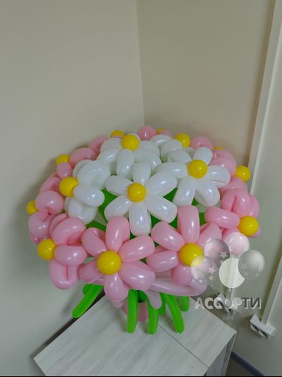 Букет Белые Розовые ромашки 15 шт