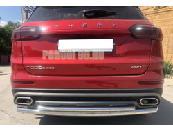 Защита заднего бампера двойная d60/42 для Chery Tiggo 8 Pro 2021-