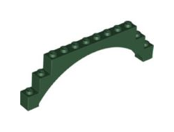 Arch 1 x 12 x 3 Raised Arch with 5 Cross Supports, Dark Green (18838 / 6400246)