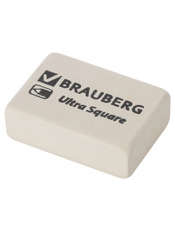 Ластик BRAUBERG "Ultra Square", 26х18х8 мм, белый, натуральный каучук, 228707