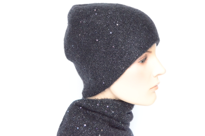 Шапка и шарф с пайетками вязаный комплект с пайетками Vizio италия