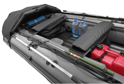 Моторная лодка ДИКИЙ 360 НДНД с тентом серый размещение вещей и бака