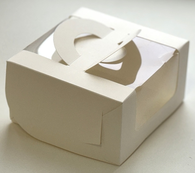 Коробка для бенто-торта с/о с/р (белая), 140*140*80мм