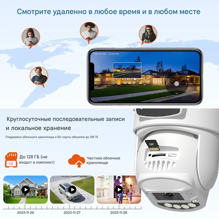 DE-WiFicam-02-5 уличная моторизированная WiFi (2,4 и 5 Ггц)/LAN охранная видеокамера с 2 объективами