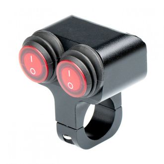 Выключатель влагозащищенный 2220, двухкнопочный, красные кнопки, корпус черный, под трубу D22мм NANOLED NL-KN-2220BRB