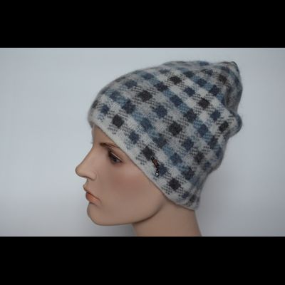 Шапка в клетку вязаная для женщин Vizio Италия 6944 CY белая
