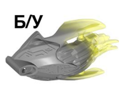 ! Б/У - Bionicle Creature Head/Mask with Marbled Trans-Neon Green Pattern, Flat Silver (24162pb02 / 6135050) - Б/У