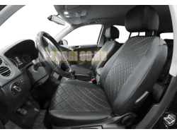 Авточехлы задняя спинка 40/60, рисунок Строчка для Volkswagen Tiguan I комплектация со столикам (2007-2017)