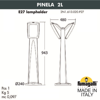 Садовый светильник Fumagalli PINELA 2L  2N1.613.020