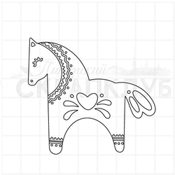 Штамп конь в народном стиле