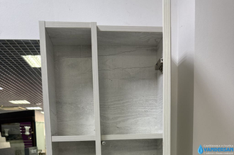 ТУМБА-УМЫВАЛЬНИК "ПРАГА-120" ДУБ БЕЛЫЙ С СЕРОЙ СТОЛЕШНИЦЕЙ, С РАКОВИНОЙ COMFORTY T-Y9378 + ЗЕРКАЛО-ШКАФ "ПРАГА-120" ДУБ БЕЛЫЙ