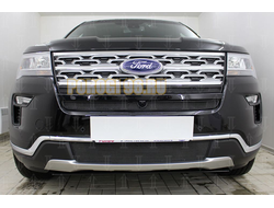 Защита радиатора Ford Explorer 2018- (2 части) с камерой black верх