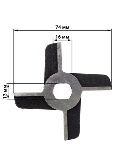 Литой двухсторонний крестовой нож без бурта для промышленных мясорубок МИМ-300, МИМ-300М, МИМ-350