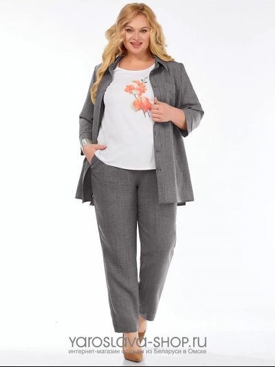 Модель: 395.Женский трёхпредметный комплект, состоящий из жакета-рубашки, брюк и блузы