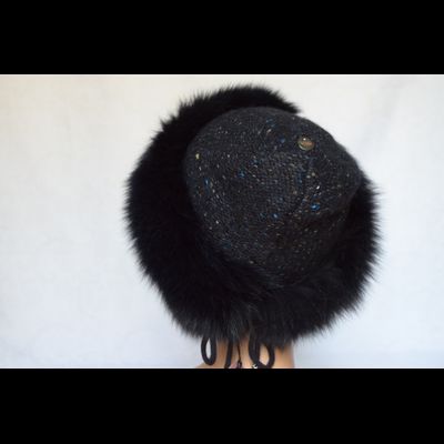 Женская шапка с мехом Vizio Италия 6136 CCP темносиняя