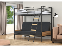 Двухъярусная кровать-диван Дакар 2 Черный (вставки дуб крафт табак) фото