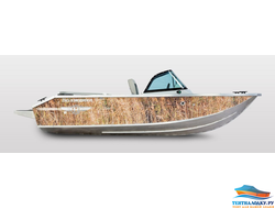 Тент на лодку ВОЛЖАНКА 46 FISH - 2020 ( с кринолинами без лееров на носу)