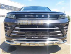 Защита переднего бампера двойная с перемычками d60/42 для CheryExeed LX (2022-...)