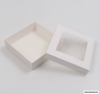Коробка складная, крышка-дно,с окном, белая, 30 х 30 х 8 см
