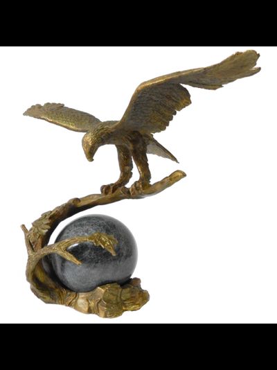 Статуэтка Орел на шаре, бронза/змеевик