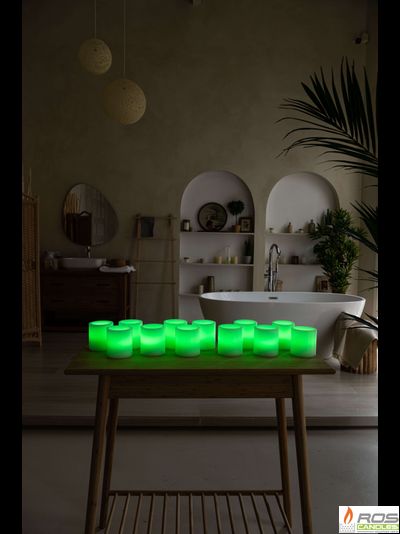 Набор LED свечей с парафиновыми плафонами (9,2*10см - 12шт), &quot;Цветной&quot;