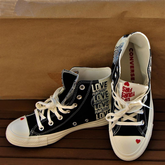 Кеды Converse All Star черные высокие 567309 Love Fear