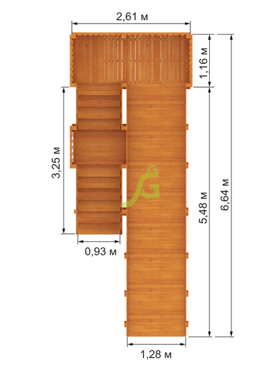 Детская деревянная зимняя горка Snow Fox, скат 5,9 м