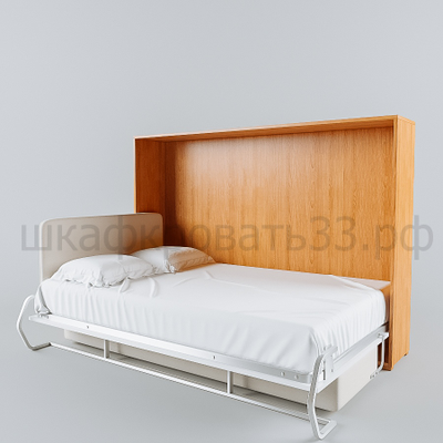 Горизонтальная шкаф-кровать с кушеткой "Валенсия" 140х200 (модификация 1)