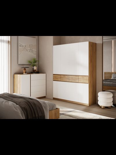 Бостон Лайт Шкаф ШК-004 (4-ств.) Дуб Крафт золотой / Белый (Гладкий)