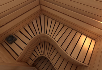 Сауна в сборе SAWO 1420ML-WD-G (1,4м х 2,0м, ель, полностью стеклянная стена, дизайн Wave)