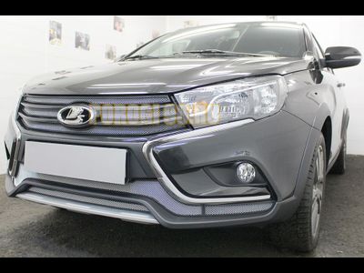 Защита радиатора Lada Vesta 2015- / Vesta SW 2017- / Vesta Cross 2018- / Vesta SW Cross 2018- (4 части) chrome верх