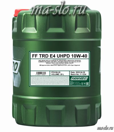 Масло моторное для грузовых автомобилей Fanfaro TRD E4 10W-40 20l MA-SLO.RU