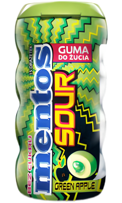 Жевательные конфеты Mentos Sour Зеленое яблоко 30 гр (10 шт)