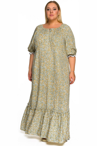 Платье из штапеля с открытыми плечами ЛТ 2231901 ментол-лимон
