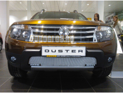 Защита радиатора Renault Duster 2011-2014 с вырезом под DHO chrome PREMIUM