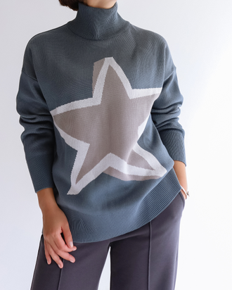 Жаккардовый свитер со звездой (графит) - 46-48